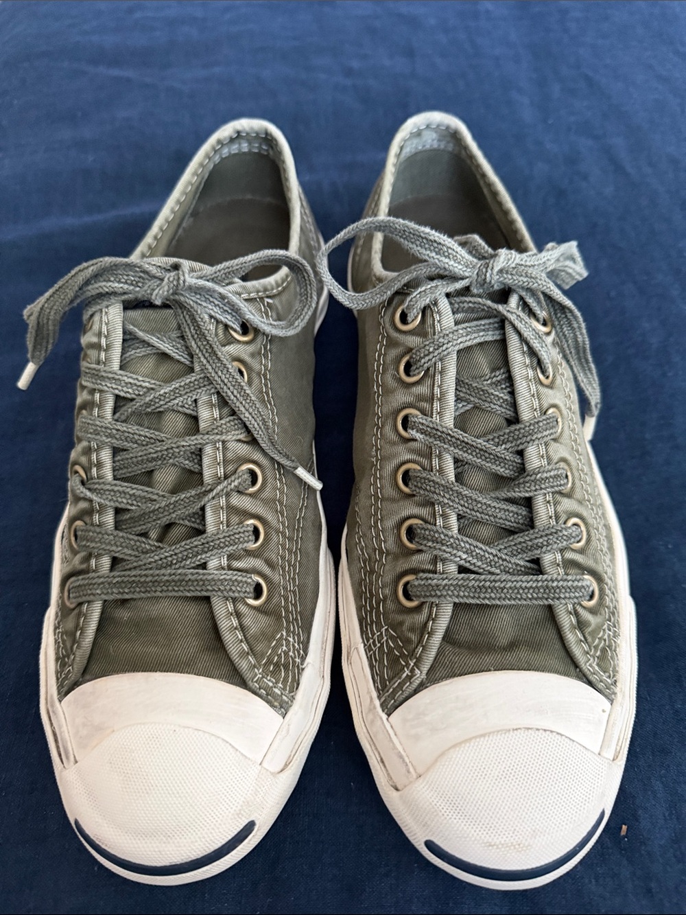 Converse Jack Purcell Low-Top Sneakers in Olive Green and White